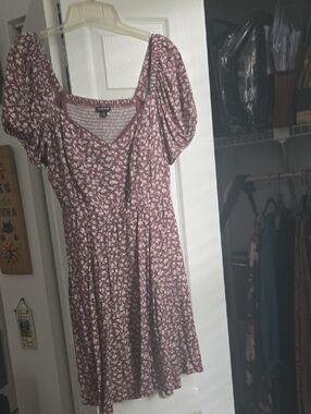 torrid Mauve Floral Puff-Sleeve Mini Dress